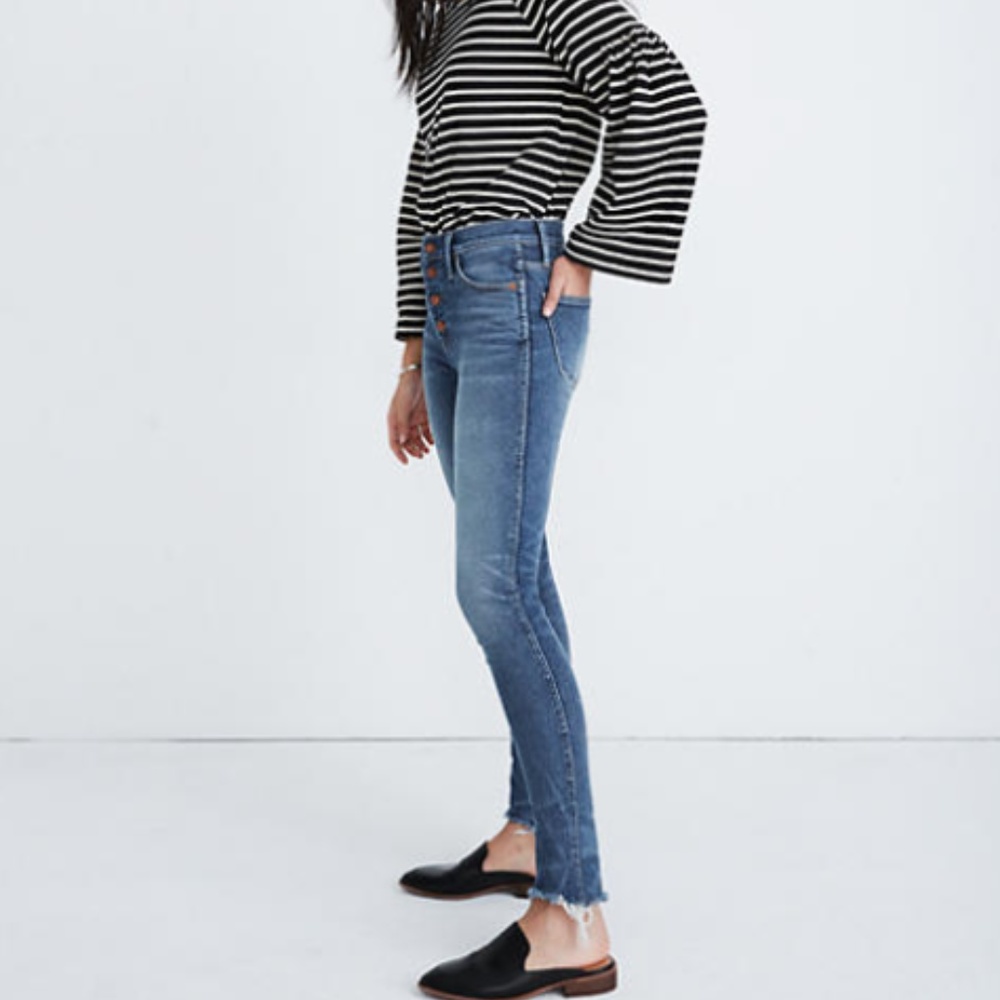 Madewell 26 Petite Cordova Skinny Jeans, raw hem